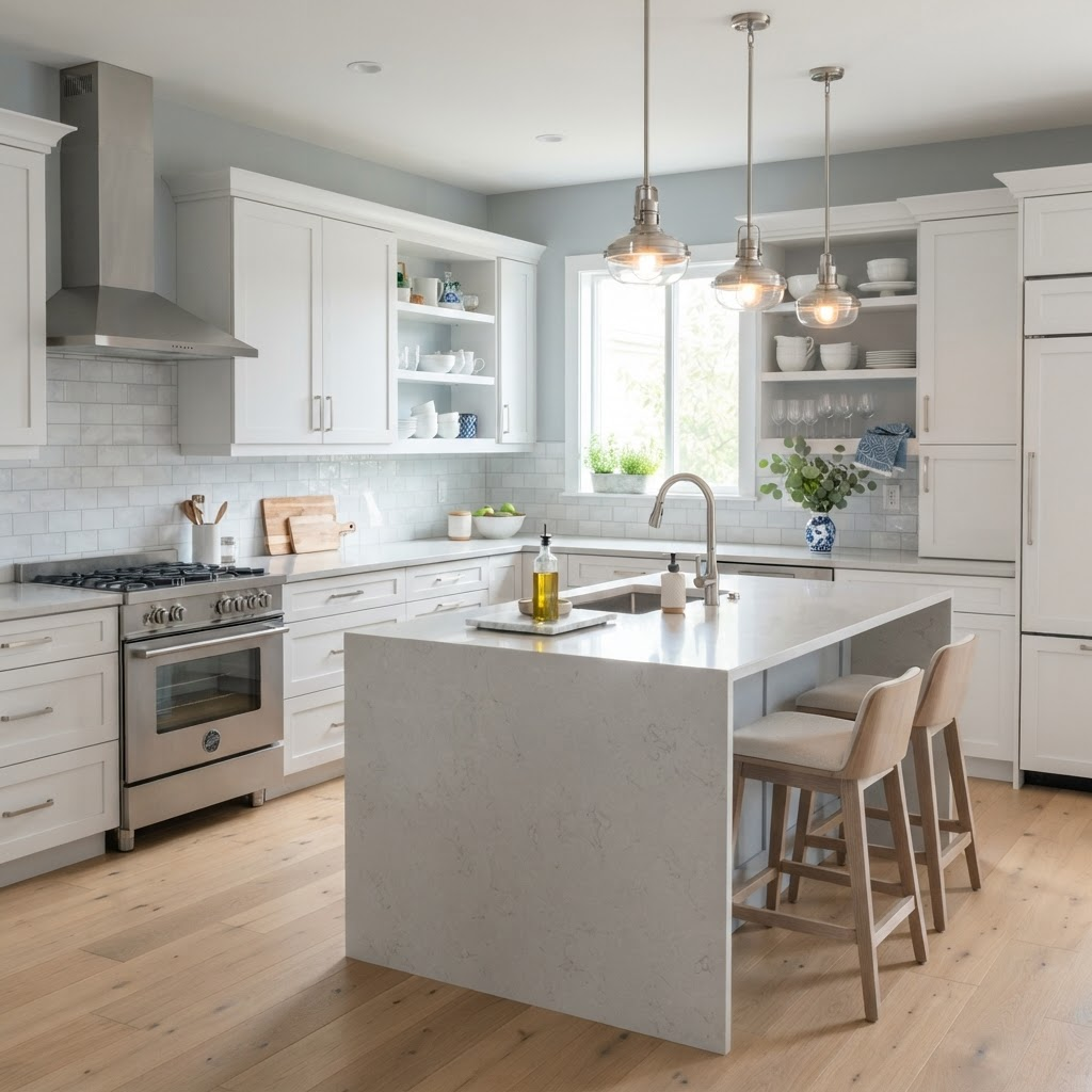 A spotless, freshly cleaned home kitchen